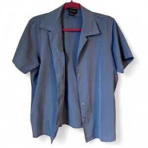 Vintage notations clothing co blue button-up collared shirt